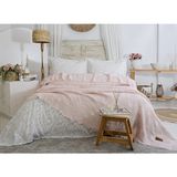 Şaheser Home Collection Pamela Jakarlı Müslin Yatak Örtüsü Seti %100 Pamuk Çift Kişilik - Pudra