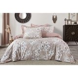 Şaheser Home Collection Romantica Çiçek Desenli %100 Pamuk Saten Nevresim Takımı 300 Tc Çift Kişilik - Pudra - 200 x 220 cm