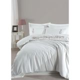 Şaheser Home Collection Rosita Nakışlı Nevresim Takımı, %100 Pamuk Kumaş, Klasik Beyaz 6 Parça Çift Kişilik Nevresim Seti - Krem - 200 x 220 cm