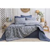 Şaheser Home Collection Şaheser Home Rebel Jakarlı Müslin Nevresim Takımı | %100 Pamuk Ipliği Boyalı - Mavi - 200 x 220 cm