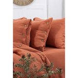 Şaheser Home Collection Vetro Müslin Nevresim Takımı, Düğmeli Tasarımlı, %100 Pamuk Müslin Kumaş, 6 Parça Yatak Odası Seti - Kiremit - 200 x 220 cm
