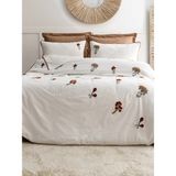 Şaheser Home Collection Zaira Nakışlı Nevresim Takımı – Rustik Çiçek Nakışlı, %100 Pamuklu, 6'lı Çift Kişilik Nevresim Seti - Bej - 200 x 220 cm