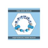 Sahi Aksesuar İsimli Ahşap Boncuklu Elastik Bebek ve Çocuk Bileklik, Mavi