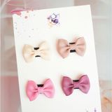 Sahici Anne 4'lü Mini Kurdele Fiyonk Saçsız Bebek Tokası Seti, 3 cm Seyrek Saçlı Bebeklere Özel Tokalar - Soft Pembe