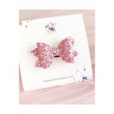 Sahici Anne Pembe Glittery Fiyonk Saçsız Bebek Tokası, 6cm