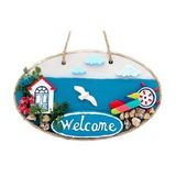 Sahil Kasabası Welcome Yazılı El Yapımı Kapı Süsü