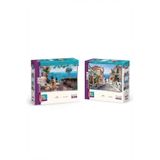 Sahil Sokak Ve Limana Karşı İkili Set - 1000 + 500 Parça İkili Puzzle Seti