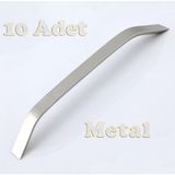 Şahin Alüminyum Metal Lüks Modern Mobilya Çekmece Mutfak Dolabı Kulpu Inox (10 Adet) - İnox - 224mm