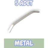 Şahin Alüminyum Metal Lüks Modern Mobilya Çekmece Mutfak Dolabı Kulpu Inox (5 Adet) - 128mm