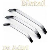 Şahin Alüminyum Metal Lüks Modern Mobilya Çekmece Mutfak Dolabı Kulpu Krom (10 Adet) - 128mm