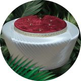 Şahin Bak Sarık, Fes, İmam Sarığı, Takke, Cübbe, İmam Cübbesi, Cami Marketi, Cami Malzemeleri , Beyaz Saten Sarıks210 - 604-Bordo - 61 cm