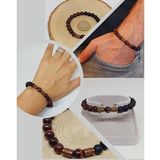 Şahin Gözü & Oniks Taşı 8mm Unisex Tasarım Bileklik Hawaii Model (11152)