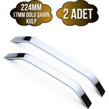Şahin Krom Alüminyum Dolap Kulpu Mobilya ve Mutfak Dolap KULPU(17MM)(KROM)(ALÜMİNYUM) - 224mm - 2 ADET