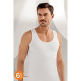 Şahinler Erkek Beyaz Atlet, 6'lı Paket,%100 Ribana, XS Beden