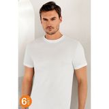 Şahinler Erkek Kapalı Yaka Kısa Kollu 6 Adet %100 Pamuk Atlet 003-004 - Beyaz - 3XL