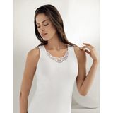 Şahinler Geniş Askılı Önü Güpürlü Ribana Atlet Beyaz MB011 - 2XL