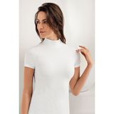Şahinler Kadın Kısa Kollu Balıkçı Yaka Vücudu Saran Body 1035 - Beyaz - S - M