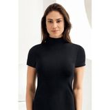Şahinler Kadın Kısa Kollu Balıkçı Yaka Vücudu Saran Body 1035 - Siyah - L - XL