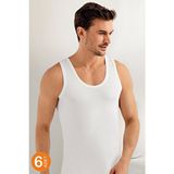 Şahinler ME002 Beyaz 6'lı Paket Erkek Atlet %100 Pamuk Örme Kumaş Yaka Tipi ve Kalıp ile Rahat Kullanım - 48