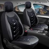 Şahinler Oto Aksesuar Suzuki Grand Vitara Deri Kadife Detaylı Oto Koltuk Kılıfı Ön Arka Set Siyah Gri Prosev Serisi - Siyah - Gri
