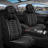 Şahinler Volkswagen Bora Uyumlu Lüx Deri Oto Koltuk Kılıfı Ön Arka Set Evren Serisi Siyah Beyaz - Siyah - Beyaz