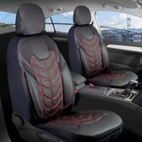 ŞAHİNLEROTOAKSESUAR Nissan Patrol Full Deri Oto Koltuk Kılıfı Ön Arka Set Siyah Nakış Kırmızı Classy Model ŞHN