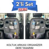 ŞAHİNLEROTOAKSESUAR Renault R9 Broadway Deri Koltuk Arkası Düzenleyici Koruyucu Gri 2 Adet ŞHN