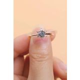 Sahira Jewelry Çiçek Model Tektaş Beyaz Taşlı Ayarlanabilir 14 K Rose Altın Kaplama Kadın Yüzük
