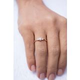 Sahira Jewelry İnci ve Taşlı Ayarlanabilir 14 K Rose Altın Kaplama Kadın Yüzük