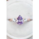 Sahira Jewelry Kadın Mistik Topaz Mor Taşlı Ayarlanabilir Rose Altın Kaplama Yüzük 14 K
