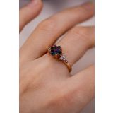 Sahira Jewelry Kadın Pembe Kare Mistik Topaz Taşlı Ayarlanabilir 14 K Altın Kaplama Yüzük