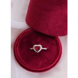 Sahira Jewelry Kalp Baget Kırmızı Taşlı Ayarlanabilir Kadın 14 K Rose Altın Kaplama Yüzük