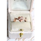 Sahira Jewelry Kalp Ritmi Pembe Taşlı Ayarlanabilir 14 K Rose Altın Kaplama Kadın Yüzük