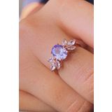Sahira Jewelry Lila Taşlı Ayarlanabilir Kadın 14 K Rose Altın Kaplama Yüzük