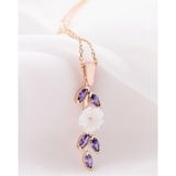 Sahira Jewelry Manolya Mor Taşlı Uzun Model 14 K Rose Altın Kaplama Kadın Kolye