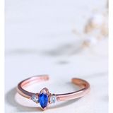 Sahira Jewelry Mavi Markiz Taşlı Safir Yüzük 14 Ayar Rose Altın Kaplama Ayarlanabilir Kadın Yüzük