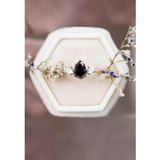 Sahira Jewelry Mistik Topaz Gri Taşlı Ayarlanabilir 14 K Rose Altın Kaplama Kadın Yüzük