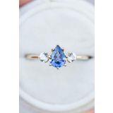 Sahira Jewelry Mistik Topaz Mavi Taşlı Ayarlanabilir Kadın 14 K Rose Altın Kaplama Yüzük