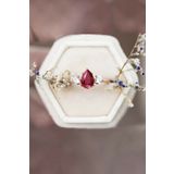 Sahira Jewelry Mistik Topaz Ruby Taşlı Ayarlanabilir 14 K Rose Altın Kaplama Kadın Yüzük