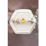 Sahira Jewelry Mistik Topaz Sitrin Taşlı Ayarlanabilir 14 K Rose Altın Kaplama Kadın Yüzük