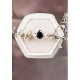 Sahira Jewelry Mistik Topaz Siyah Taşlı Ayarlanabilir 14 K Rose Altın Kaplama Kadın Yüzük