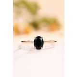Sahira Jewelry Oval Dişli Model Siyah Zirkon Taşlı 14k Rose Altın Kaplama Kadın Yüzük