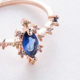 Sahira Jewelry Parlement Mavisi Oval Taşlı Ayarlanabilir 14 K Rose Altın Kaplama Kadın Yüzük
