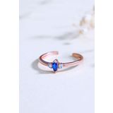 Sahira Jewelry Parlement Mavisi Oval Taşlı Minimal 14 K Rose Altın Kaplama Kadın Yüzük