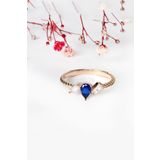 Sahira Jewelry Parlement Mavisi Taşlı Bükülmüş 14 K Rose Altın Kaplama Kadın Yüzük
