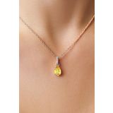 Sahira Jewelry Sitrin Mistik Topaz Taşlı 14 K Rose Altın Kaplama Kadın Kolye