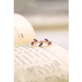 Sahira Jewelry Taşlı Sarmaşık Mor Ayarlanabilir 14 K Rose Altın Kaplama Kadın Yüzük