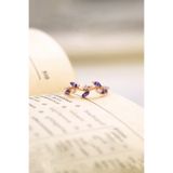 Sahira Jewelry Taşlı Sarmaşık Mor Taşlı 14 K Rose Altın Kaplama Ayarlanabilir Kadın Yüzük