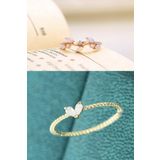 Sahira Jewelry Taşlı Sarmaşık Ve Minimal Damla 2li Set 14 K Rose Altın Kaplama Yüzük