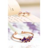 Sahira Jewelry Taşlı Sarmaşık Ve Mor Taneli 2li Set 14 K Rose Altın Kaplama Yüzük